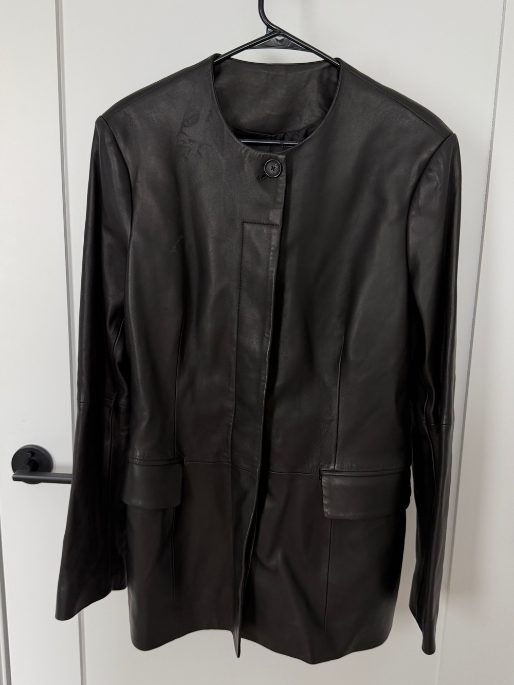 TOTEME Collarless Leather Jacket in Black — New with Tags
